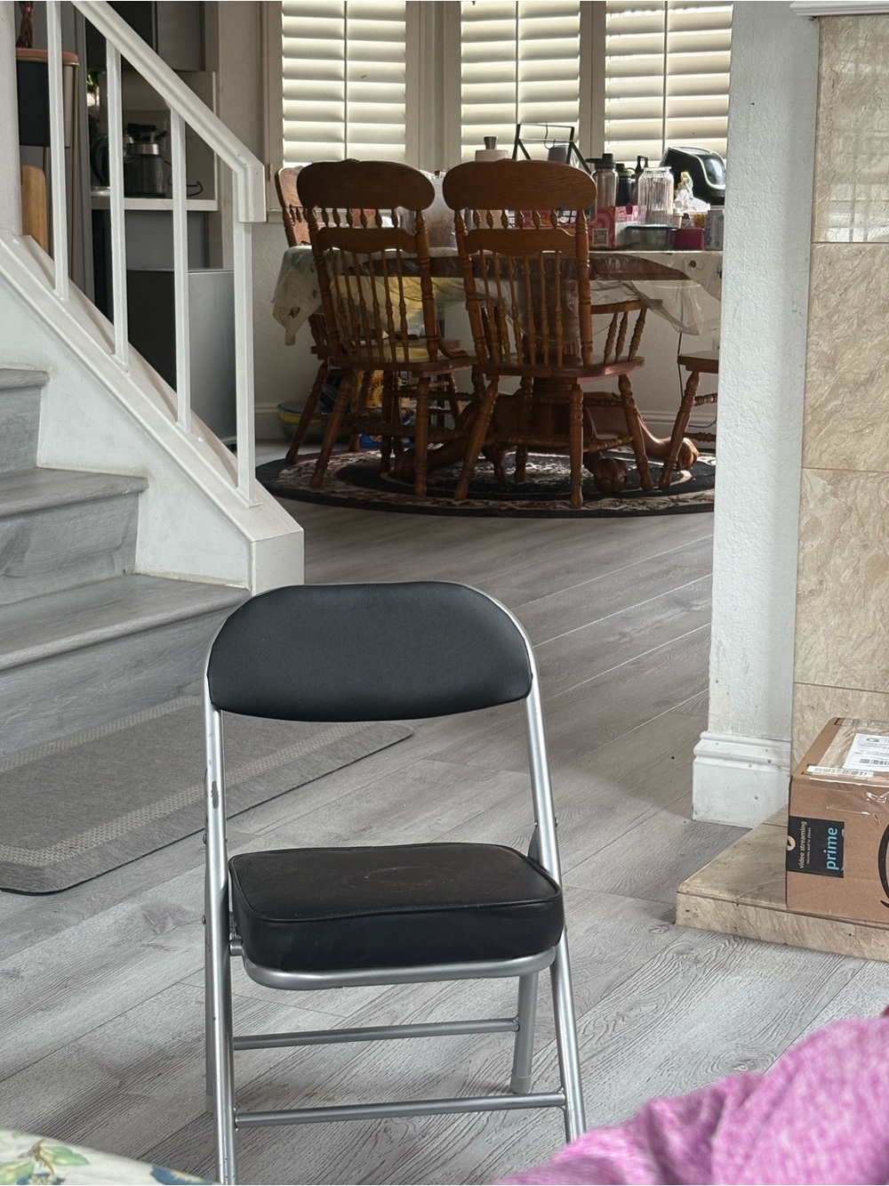 Black Folding Metal Chair - Padded Seat and Back
